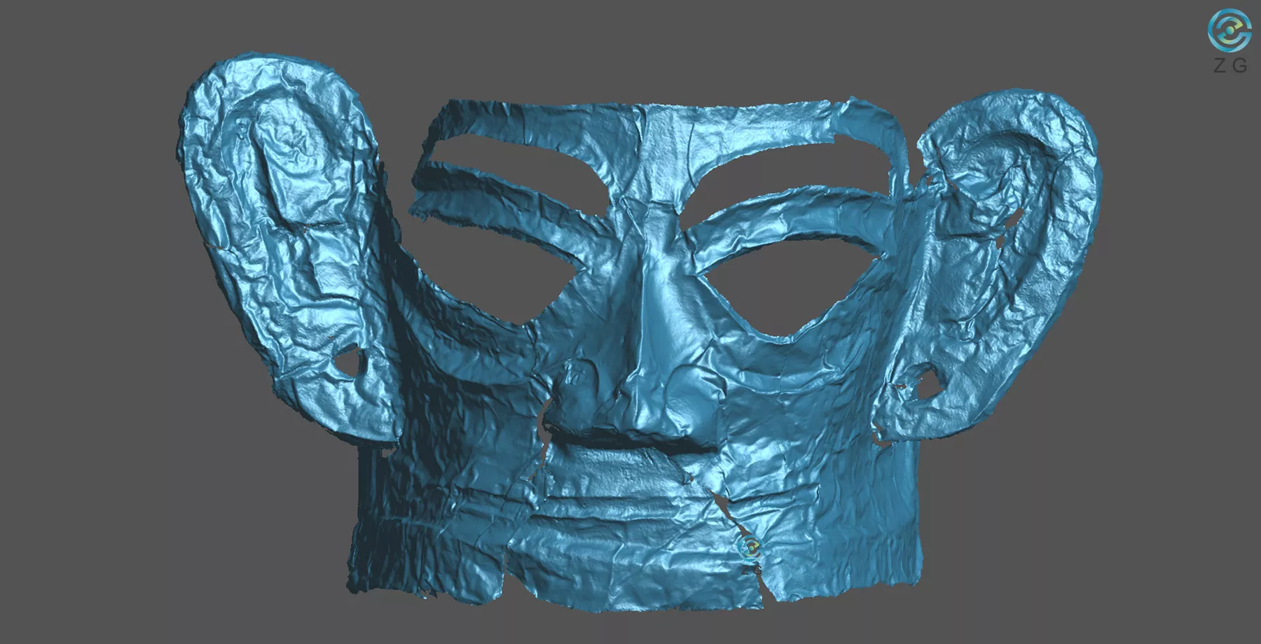 Skanowanie 3D złotej maski z mapowaniem tekstury