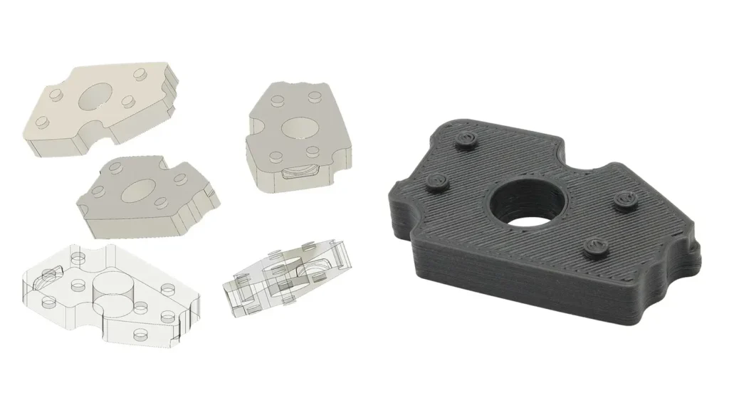 Modele 3D oraz gotowa wydrukowana z silikonu maska (zaślepka)