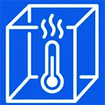 Ikona aktywnie grzana komora w drukarce 3D