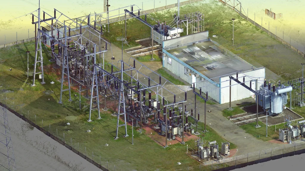 Chmura punktów dużego obiektu - stacji gpz