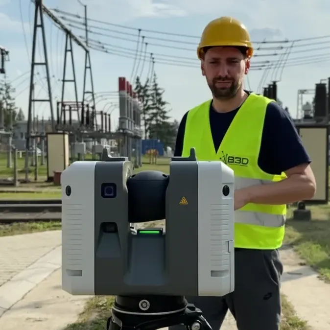 Inżynier B3D podczas skanowania infrastruktury
